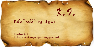 Kökény Igor névjegykártya